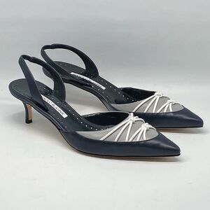 Manolo Blahnik Maretsli 50MM Leather Slingback Pumps size 39